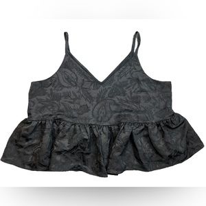 NWT Express  Black Floral Peplum Sleeveless Tank Top Blouse Size XL